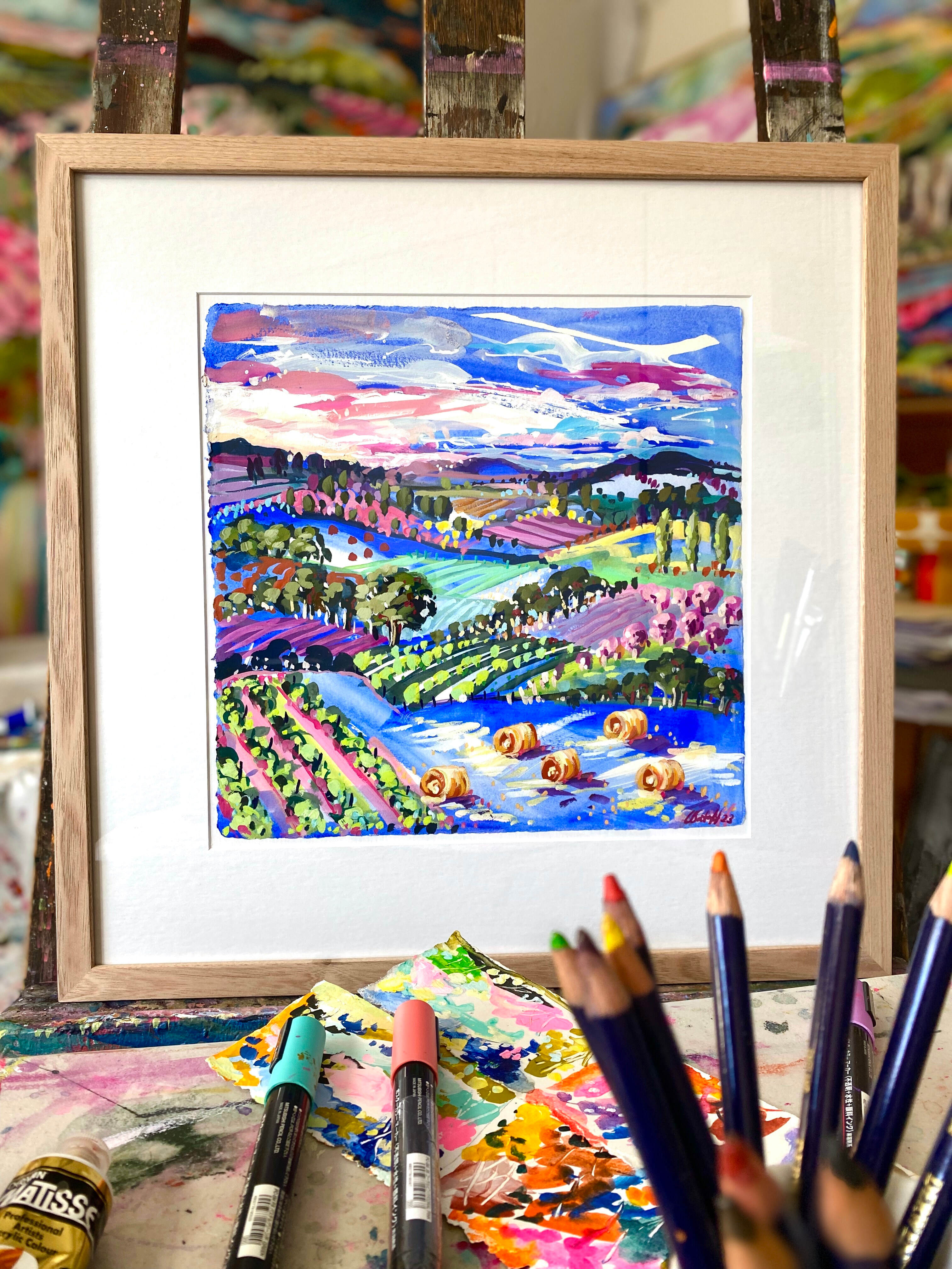 Vibrant Vineyards and Hay Bales SQ2 1