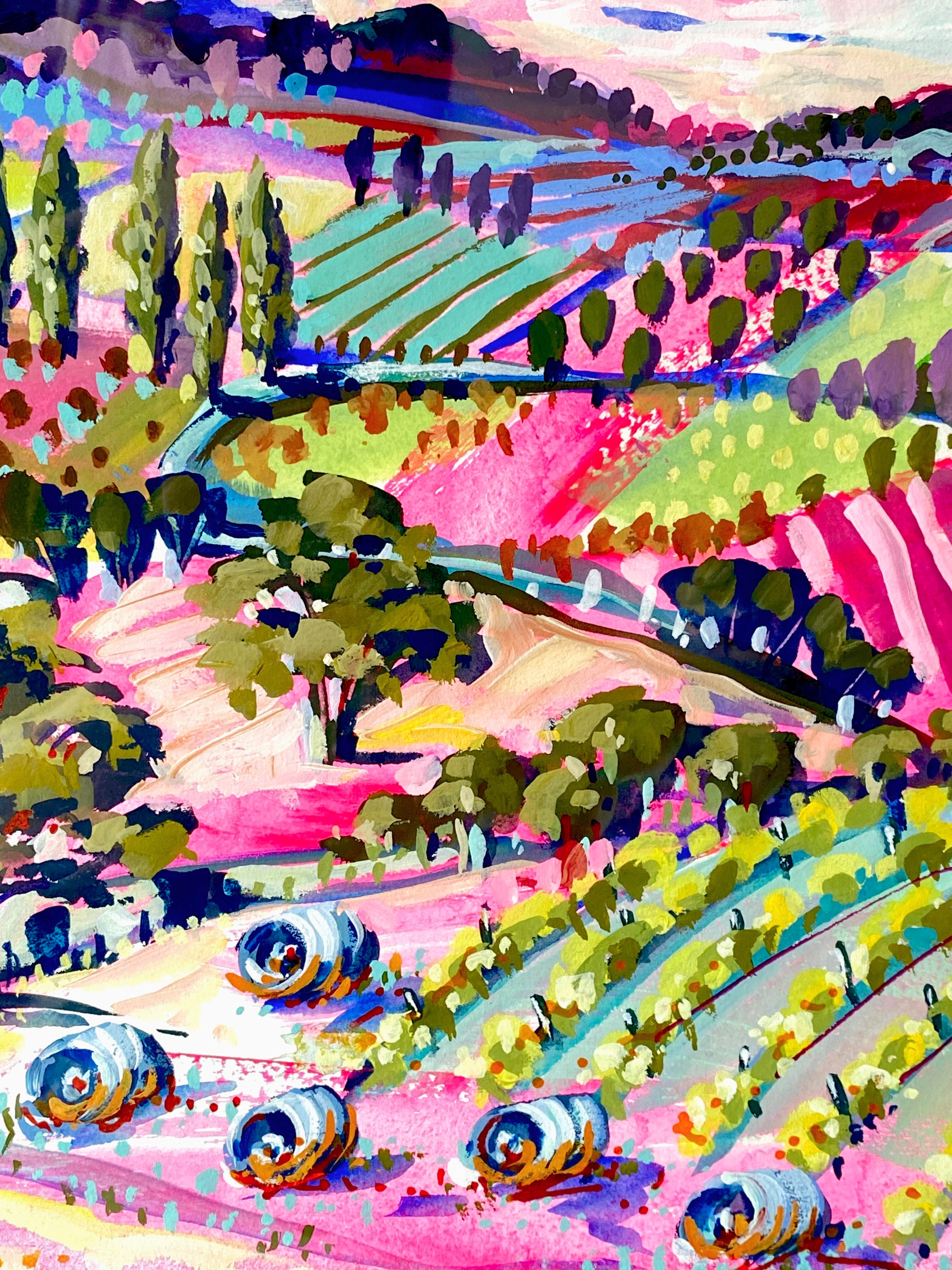 Vibrant Vineyards and Hay Bales SQ1 2